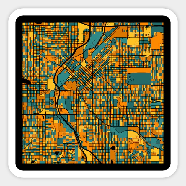 Denver Map Pattern in Orange & Teal Sticker by PatternMaps